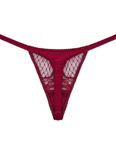 Simone Silk & Lace Thong Red