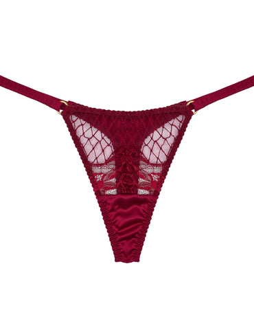Simone Silk & Lace Thong Red