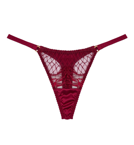 Simone Silk & Lace Thong Red