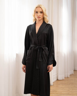 Hollywood Quilted Shawl Collar Robe - Black