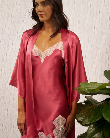 Silk Short Kimono Strawberry