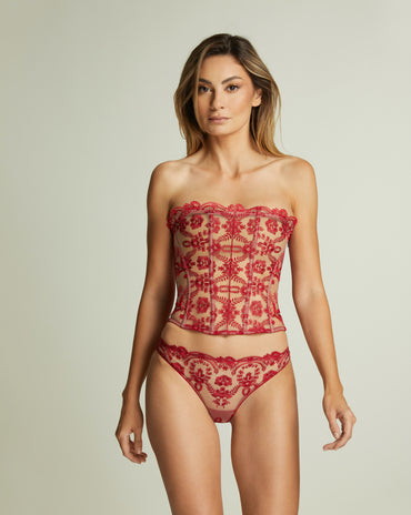 I.D. SARRIERI Tuscan Holiday embroidered tulle bodysuit