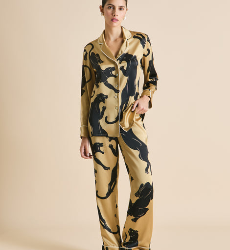 Lila Perriand Gold Panther Pajamas