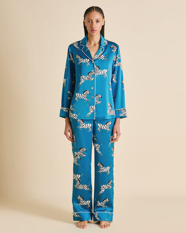 Lila Zora Blue Zebra Pajamas