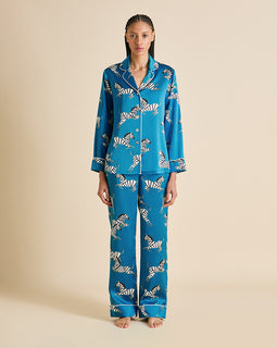 Lila Zora Blue Zebra Pajamas