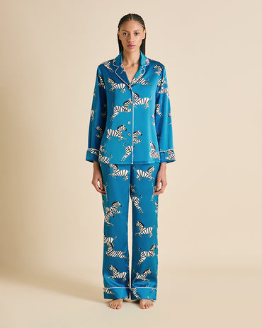 Lila Zora Blue Zebra Pajamas