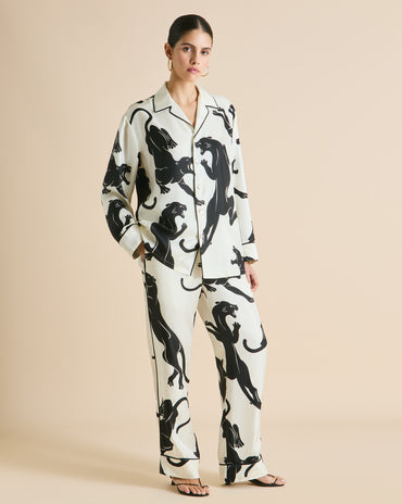 Yves Romain Ivory Panther Pajamas