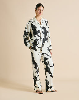 Yves Romain Ivory Panther Pajamas