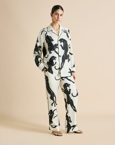 Yves Romain Ivory Panther Pajamas